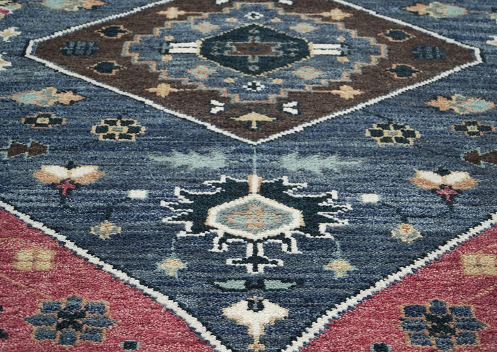 9x12 Rose, Slate, Ivory Color Hand Knotted Oushak Wool Traditional Oriental Rug