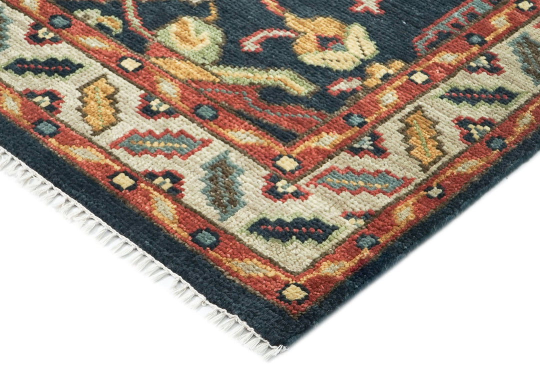 9x12 Blue, Gold, Coral Color Hand Knotted Oushak Wool Arts and Crafts Oriental Rug