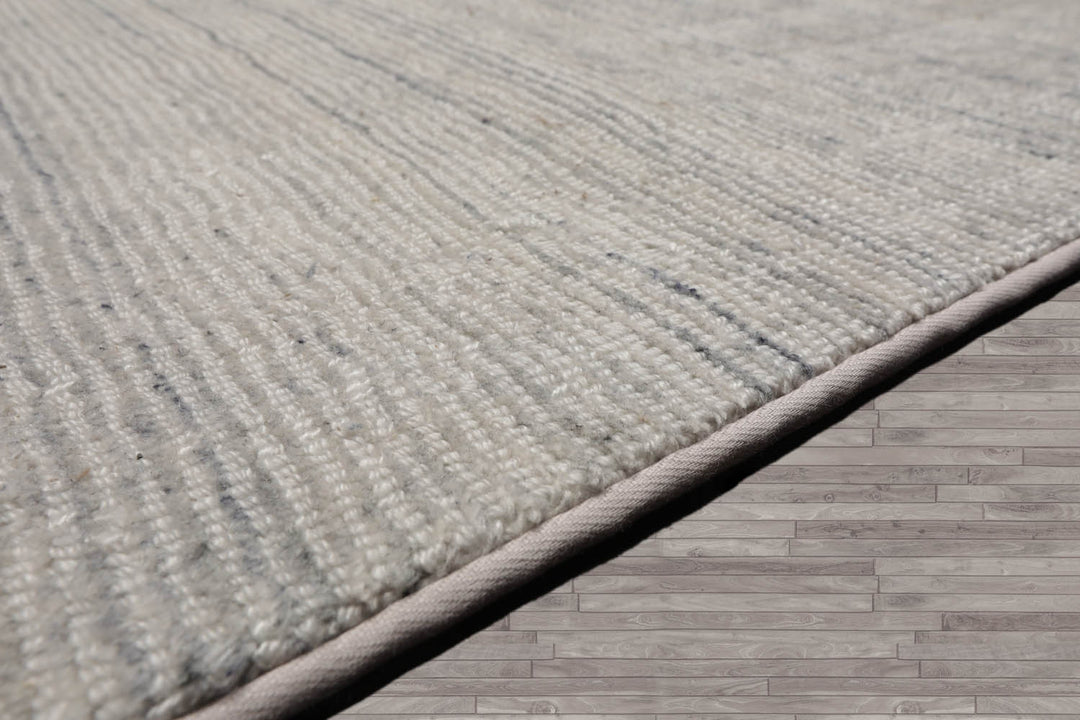 Multi Size Off White Ash Gray Color Hand Tufted Textured New Zealand Wool Contemporary Oriental Rug