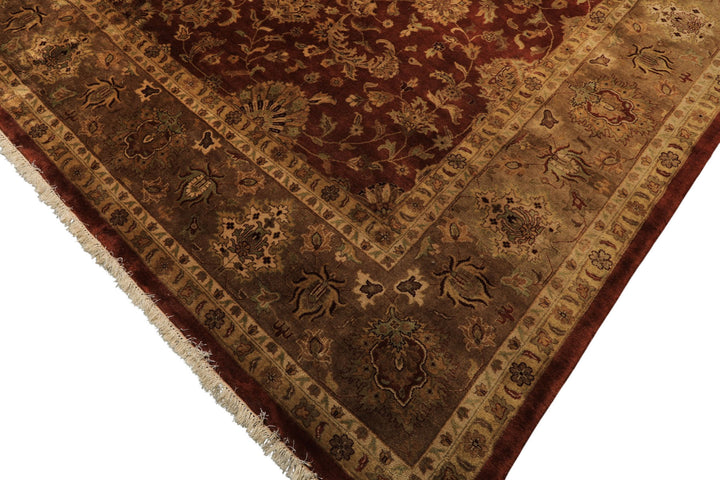 12x18 Rust, Gold, Sage Color Hand Knotted Agra Wool Traditional Oriental Rug
