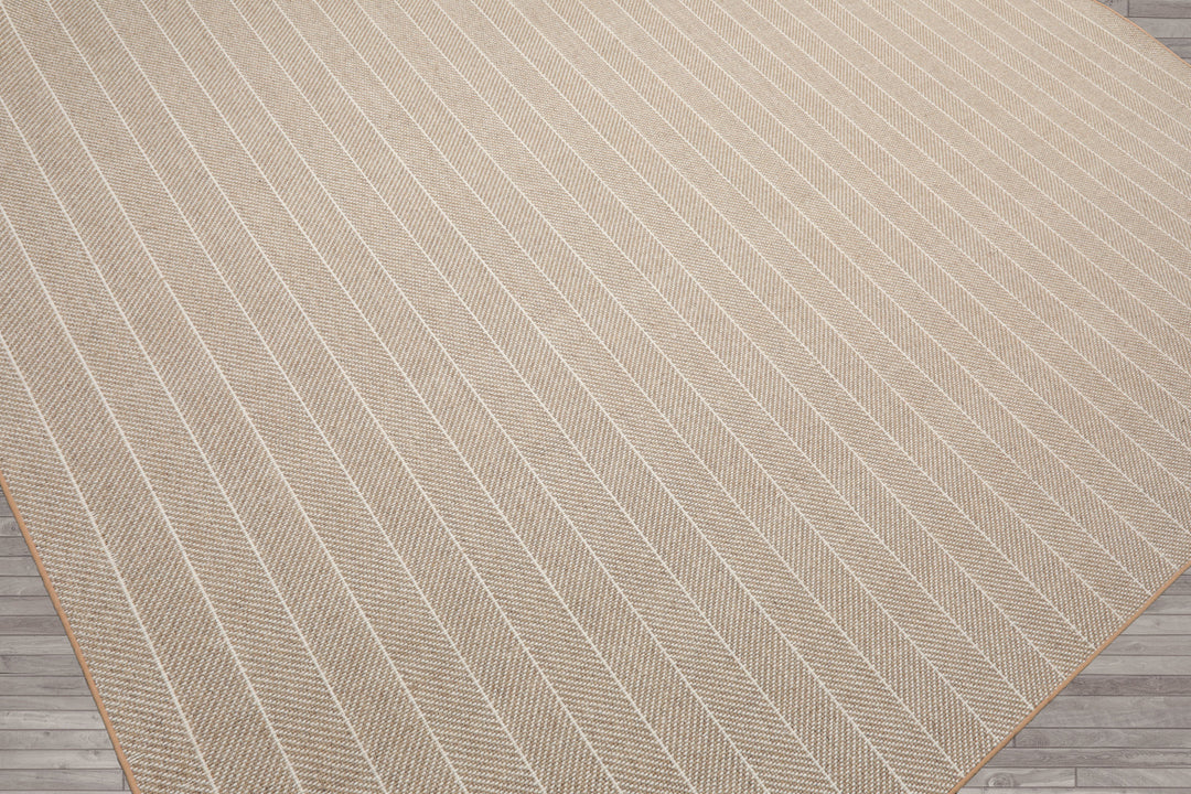 Multi Size Tan Ivory Color Hand Woven Herringbone New Zealand Wool Contemporary Oriental Rug