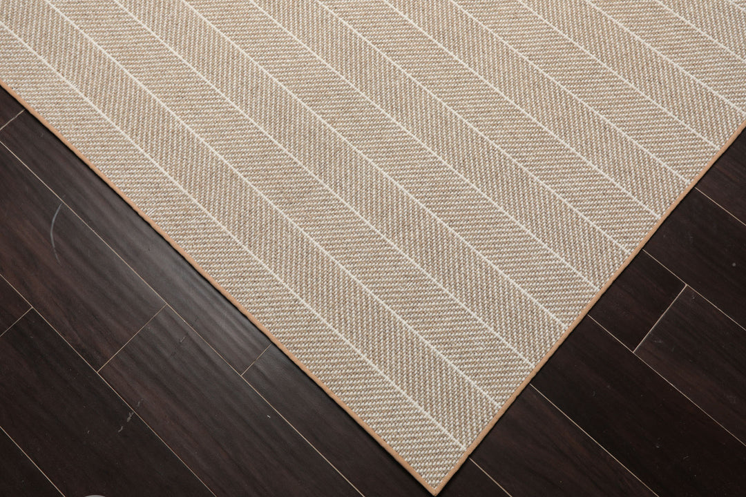Multi Size Tan Ivory Color Hand Woven Flatweave Wool Contemporary Oriental Rug