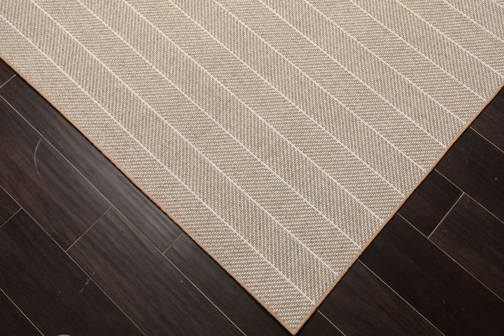 Multi Size Tan Ivory Color Hand Woven Flatweave Wool Contemporary Oriental Rug