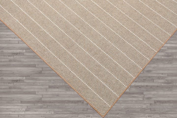 Multi Size Tan Ivory Color Hand Woven Herringbone New Zealand Wool Contemporary Oriental Rug
