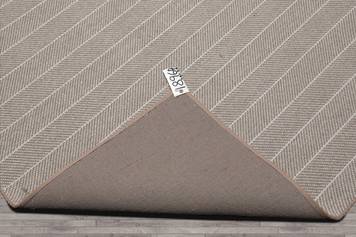 Multi Size Gray Ivory Color Hand Woven Herringbone New Zealand Wool Contemporary Oriental Rug