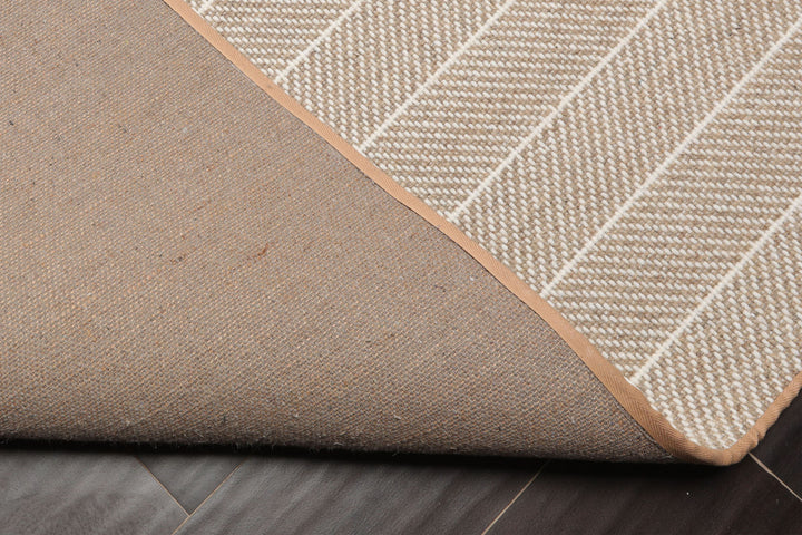 Multi Size Tan Ivory Color Hand Woven Flatweave Wool Contemporary Oriental Rug