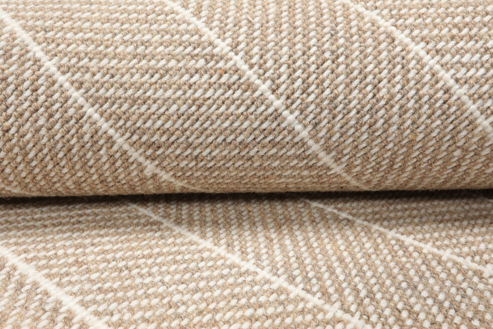 Multi Size Tan Ivory Color Hand Woven Flatweave Wool Contemporary Oriental Rug