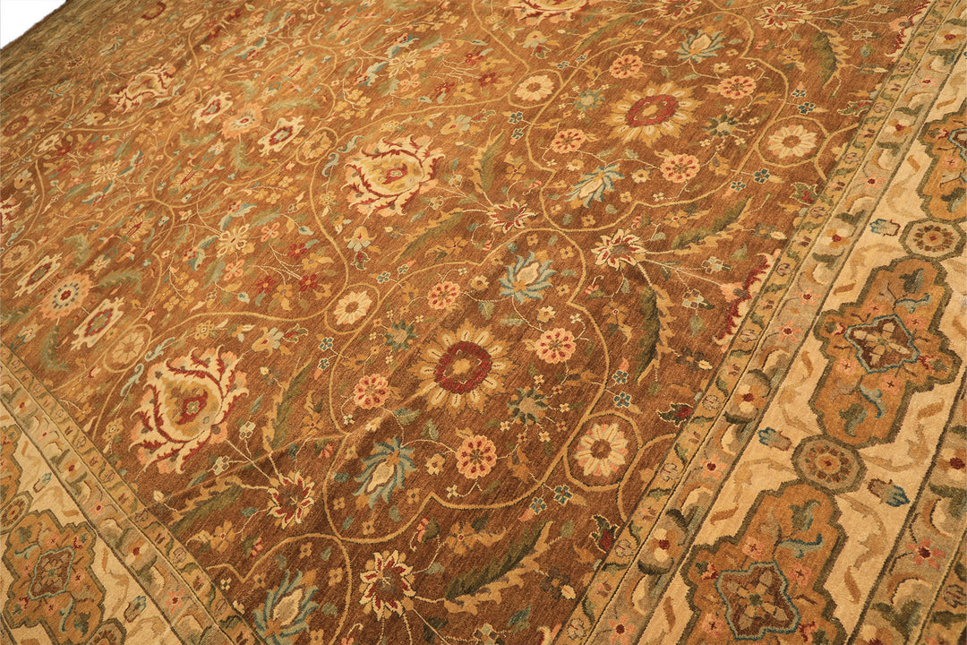 12x18 Caramel, Gold, Beige Color Hand Knotted Oushak Wool Traditional Oriental Rug