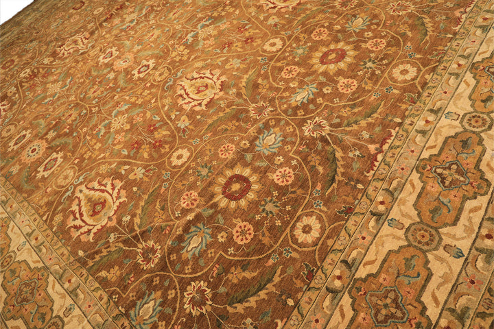 12x18 Caramel, Gold, Beige Color Hand Knotted Oushak Wool Traditional Oriental Rug