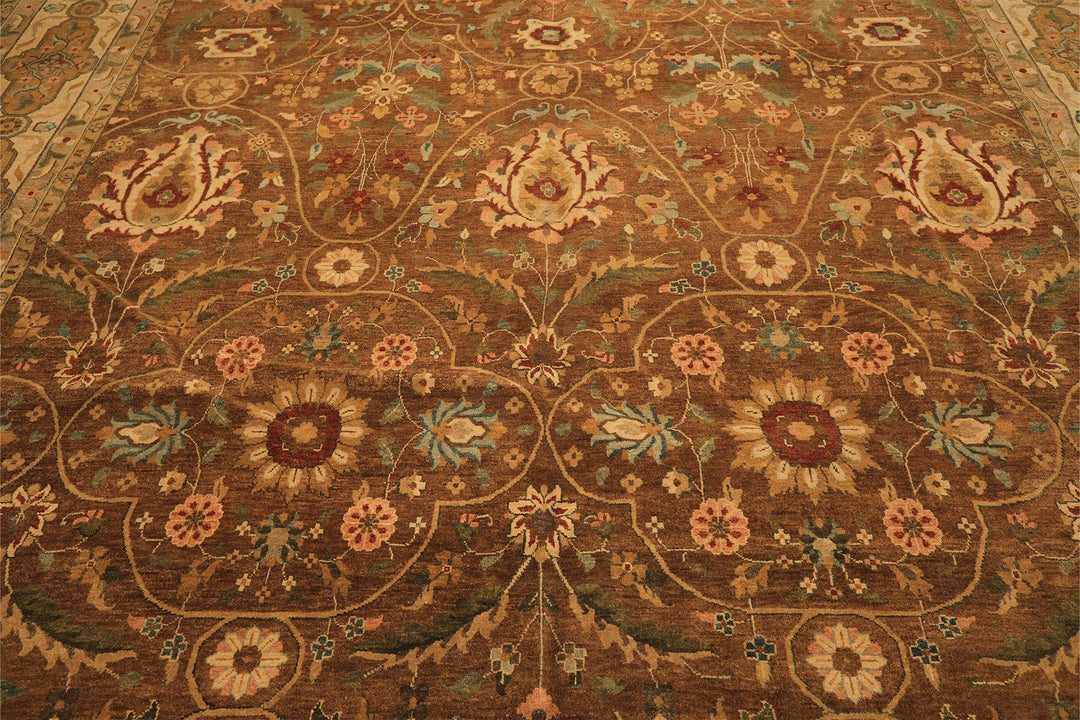 12x18 Caramel, Gold, Beige Color Hand Knotted Oushak Wool Traditional Oriental Rug