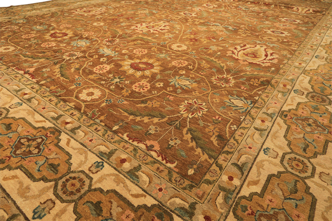 12x18 Caramel, Gold, Beige Color Hand Knotted Oushak Wool Traditional Oriental Rug
