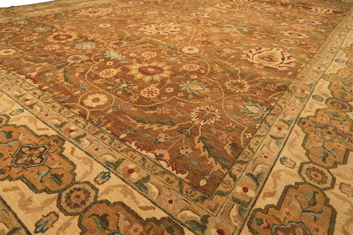 12x18 Caramel, Gold, Beige Color Hand Knotted Oushak Wool Traditional Oriental Rug