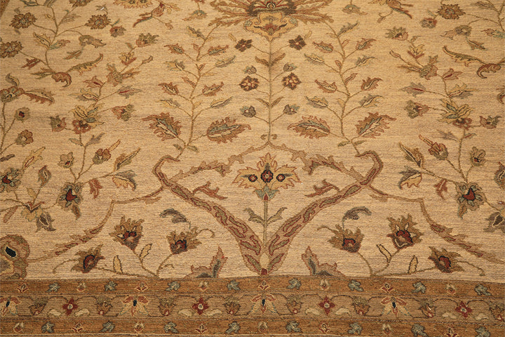 12x18 Beige, Tan, Gold Color Hand Knotted Soumak Wool Transitional Oriental Rug