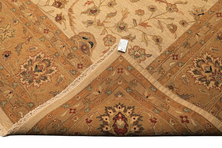12x18 Beige, Tan, Gold Color Hand Knotted Soumak Wool Transitional Oriental Rug