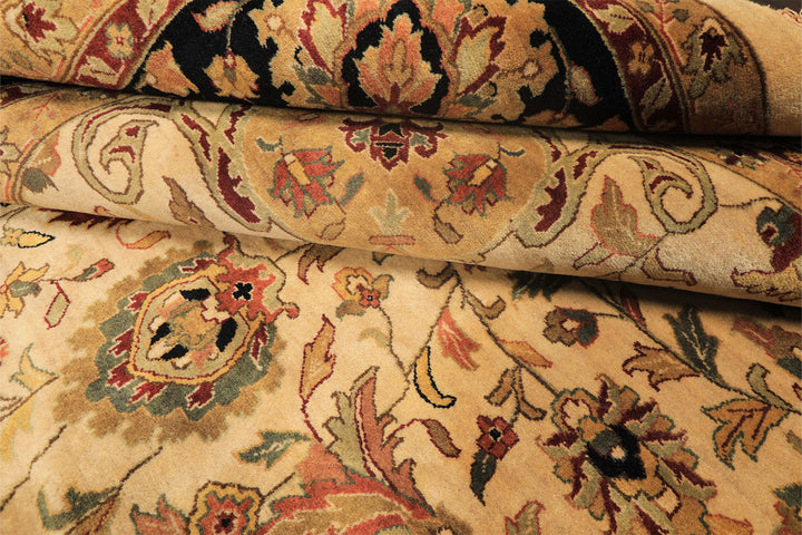 12x18 Beige, Black, Rust Color Hand Knotted Agra New Zealand Wool Traditional Oriental Rug