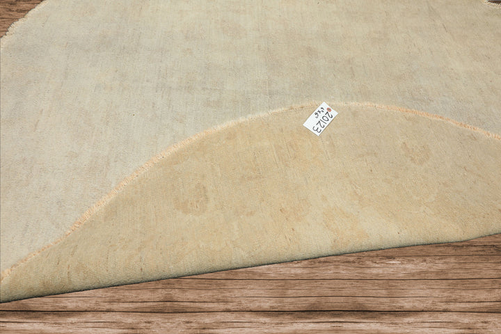 Round Gray, Beige, Color Hand Knotted Peshawar wool Modern & Contemporary Oriental Rug