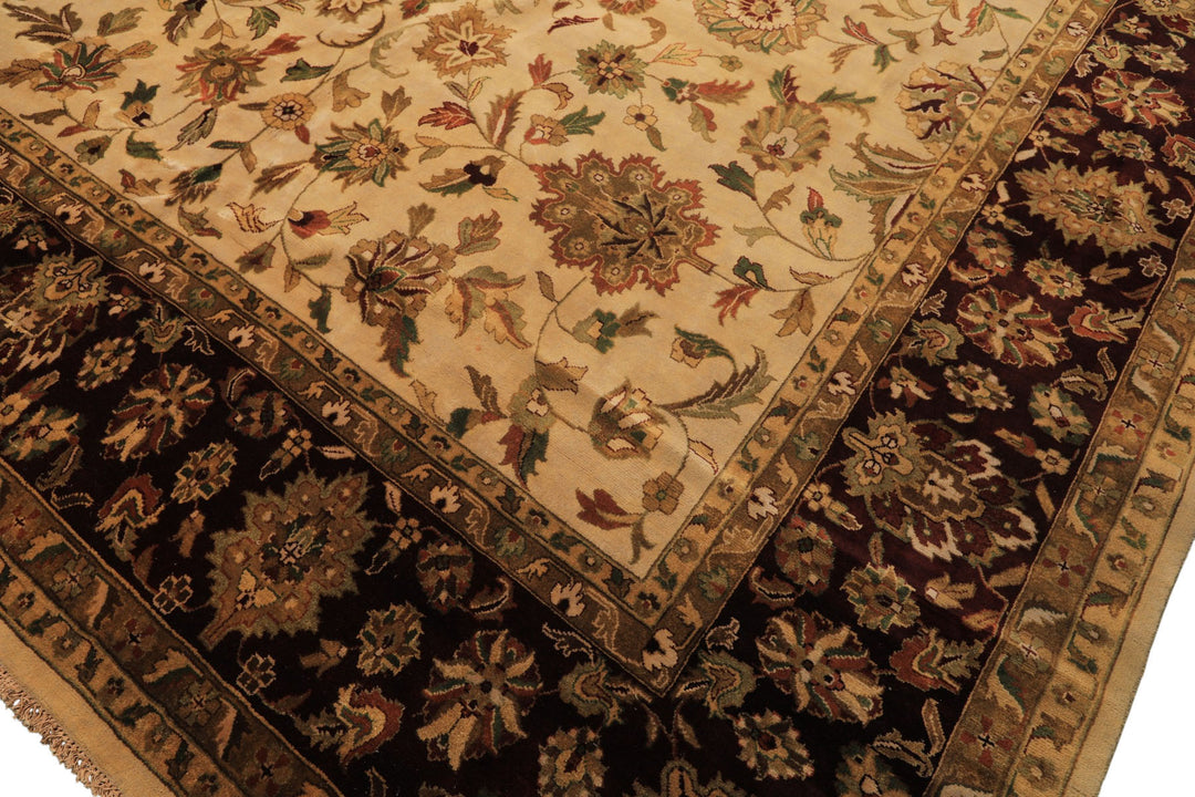 12x18 Beige, Maroon, Sage Color Hand Knotted Agra New Zealand Wool Traditional Oriental Rug