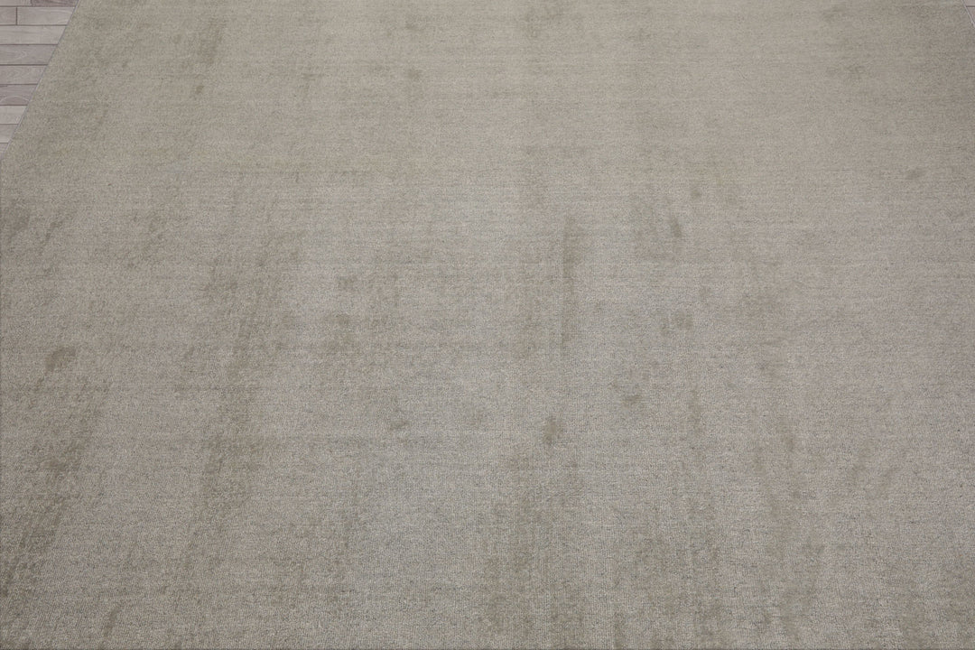 Multi Size Mossy Gray Color Hand Tufted Textured New Zealand Wool Contemporary Oriental Rug