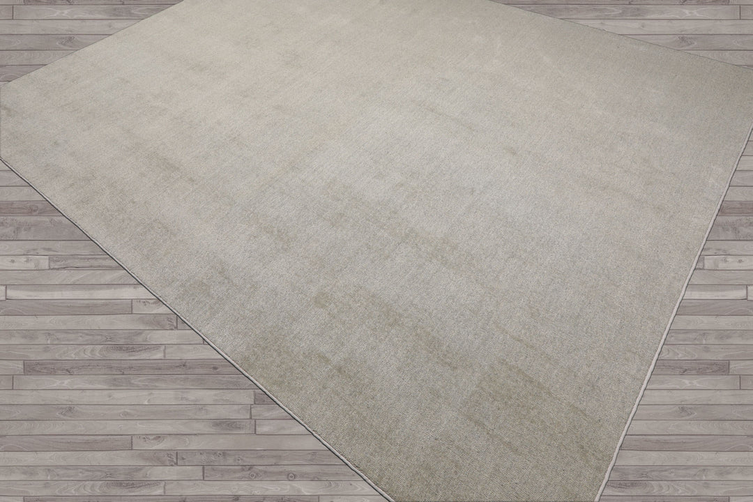Multi Size Mossy Gray Color Hand Tufted Textured New Zealand Wool Contemporary Oriental Rug