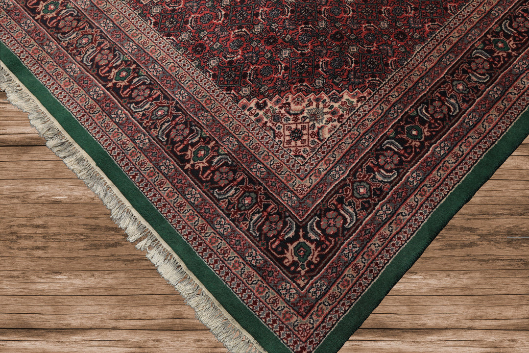 8x10 Emerald, Pink, Ivory Color Hand Knotted Tabriz Wool Traditional Oriental Rug