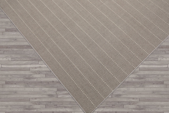 Multi Size Gray Ivory Color Hand Woven Herringbone New Zealand Wool Contemporary Oriental Rug