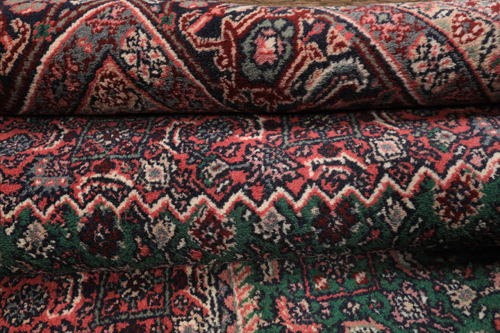 8x10 Emerald, Pink, Ivory Color Hand Knotted Tabriz Wool Traditional Oriental Rug