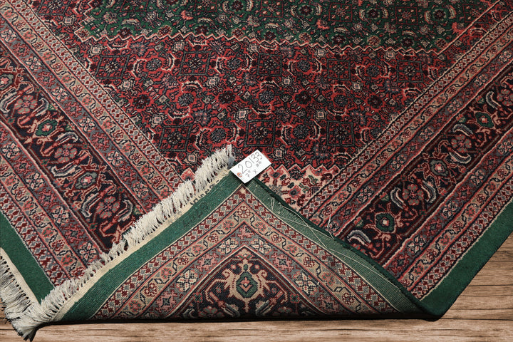 8x10 Emerald, Pink, Ivory Color Hand Knotted Tabriz Wool Traditional Oriental Rug