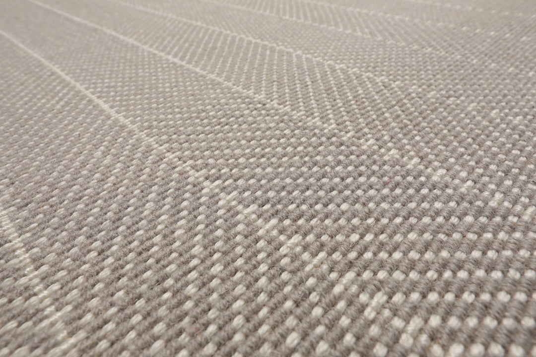Multi Size Gray Ivory Color Hand Woven Herringbone New Zealand Wool Contemporary Oriental Rug