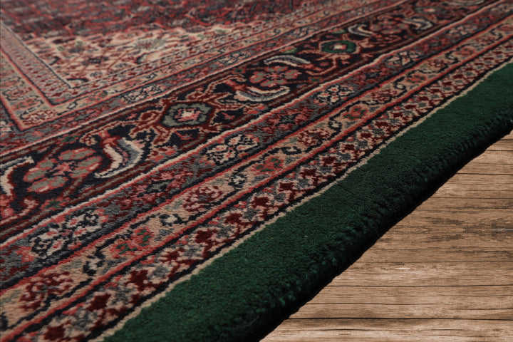 8x10 Emerald, Pink, Ivory Color Hand Knotted Tabriz Wool Traditional Oriental Rug