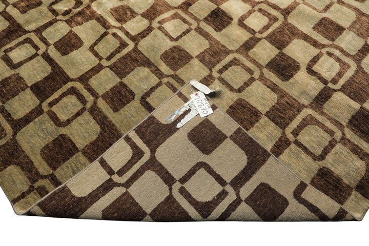 10x14 Seafoam, Brown, Color Hand Knotted Tibetan New Zealand Wool Transitional Oriental Rug