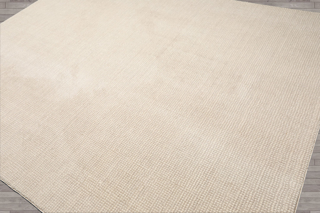 Multi Size Beige Ivory Color Hand Tufted Textured New Zealand Wool Contemporary Oriental Rug
