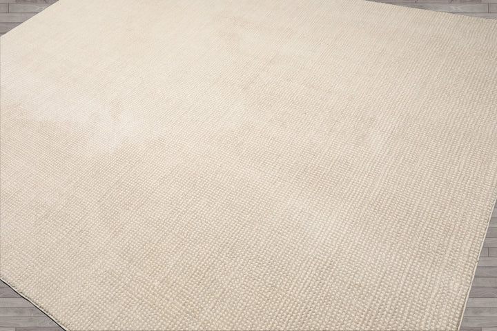 Multi Size Beige Ivory Color Hand Tufted Textured New Zealand Wool Contemporary Oriental Rug