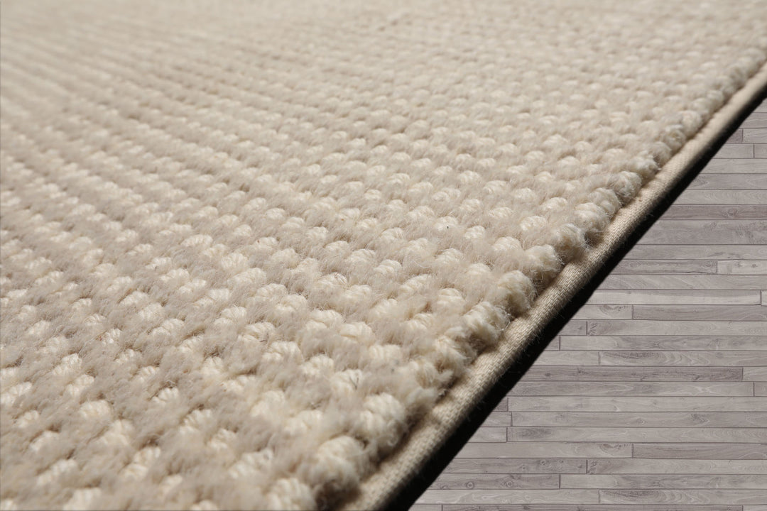 Multi Size Beige Ivory Color Hand Tufted Textured New Zealand Wool Contemporary Oriental Rug