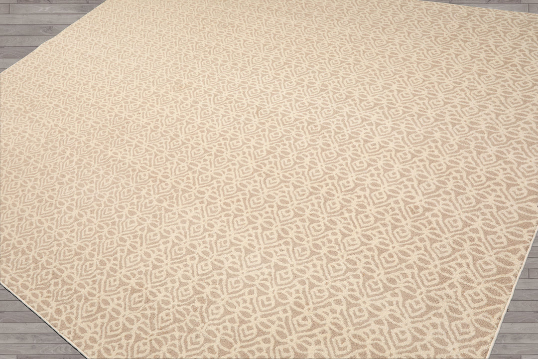 Multi Size Ivory Tan Color Hand Tufted Geometric New Zealand Wool Modern Oriental Rug