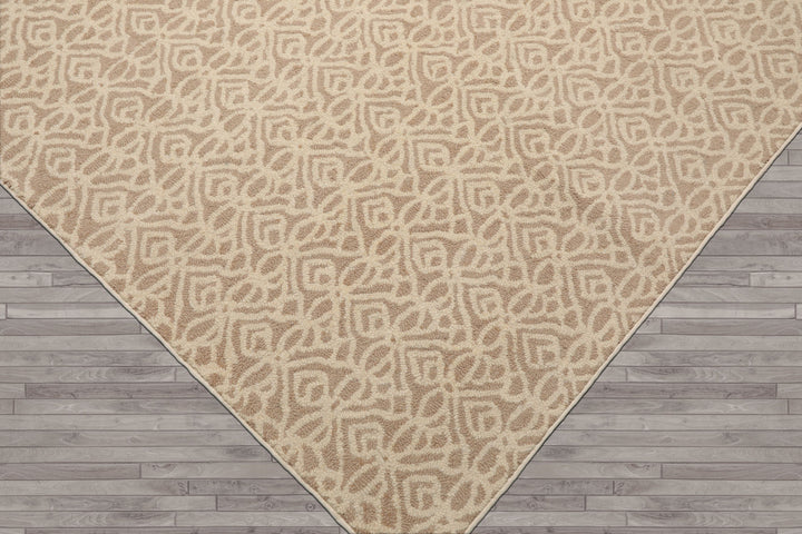 Multi Size Ivory Tan Color Hand Tufted Geometric New Zealand Wool Modern Oriental Rug