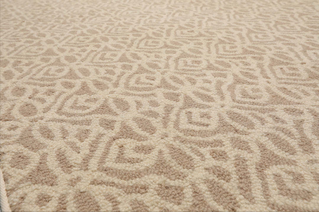 Multi Size Ivory Tan Color Hand Tufted Geometric New Zealand Wool Modern Oriental Rug