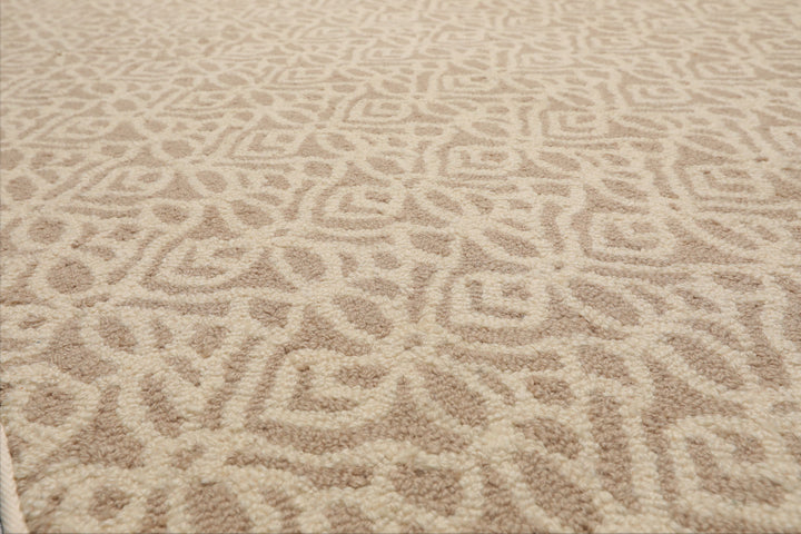 Multi Size Ivory Tan Color Hand Tufted Geometric New Zealand Wool Modern Oriental Rug