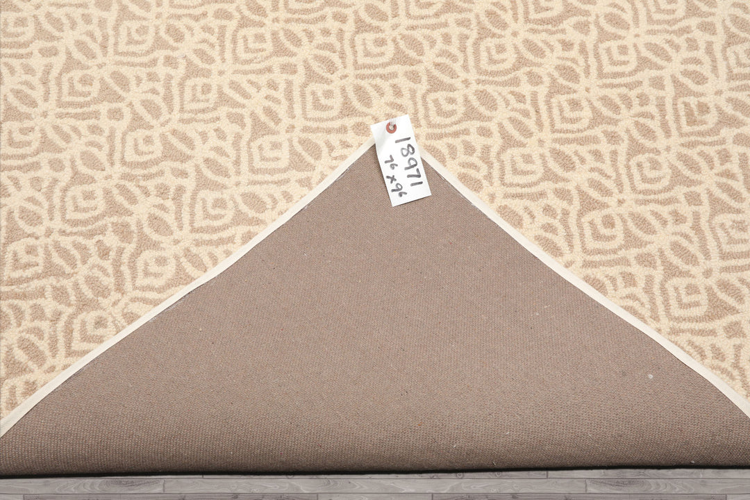 Multi Size Ivory Tan Color Hand Tufted Geometric New Zealand Wool Modern Oriental Rug