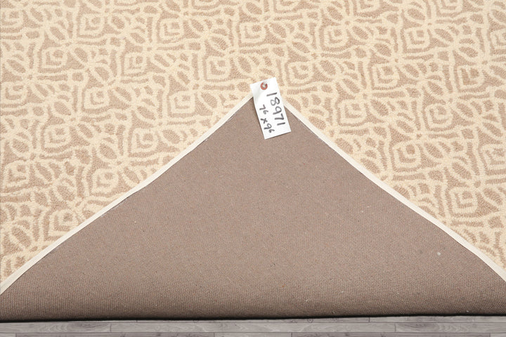 Multi Size Ivory Tan Color Hand Tufted Geometric New Zealand Wool Modern Oriental Rug