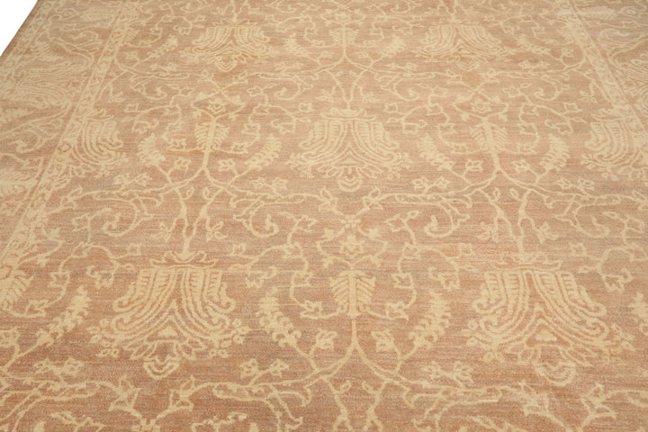 9x12 Tan, Ivory, Color Hand Knotted Peshawar Wool Transitional Oriental Rug