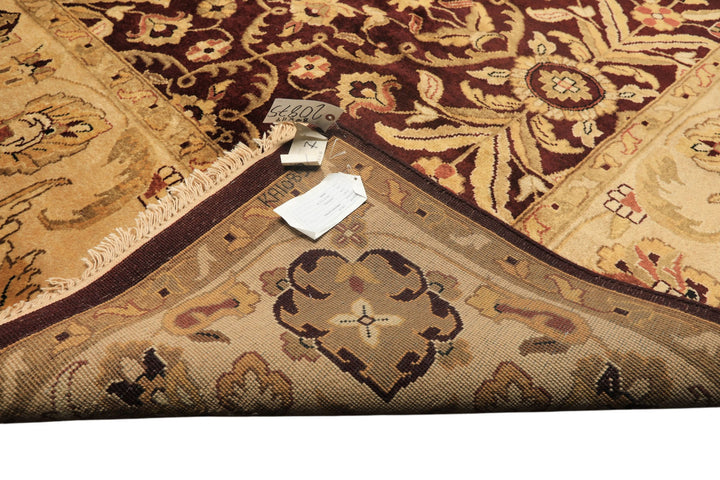 9x12 Maroon, Light Gold, Beige Color Hand Knotted Agra New Zealand Wool Traditional Oriental Rug