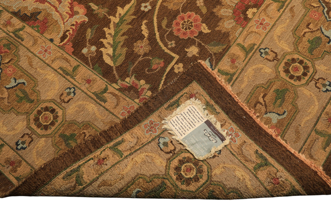 9x12 Brown, Taupe, Green Color Hand Knotted Soumak Wool Transitional Oriental Rug