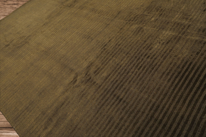 8x11 Dark Green, , Color Hand Knotted Tibetan Wool Modern & Contemporary / ribbed Oriental Rug