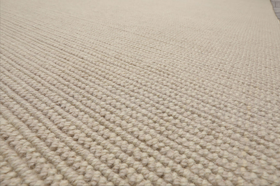 Multi Size Beige Color Hand Tufted Textured New Zealand Wool Contemporary Oriental Rug