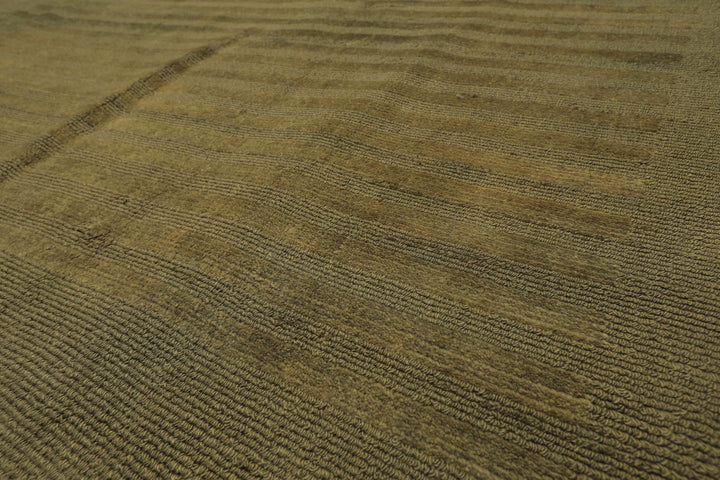 8x11 Olive, Green, Color Hand Knotted Tibetan Wool Modern & Contemporary / ribbed Oriental Rug
