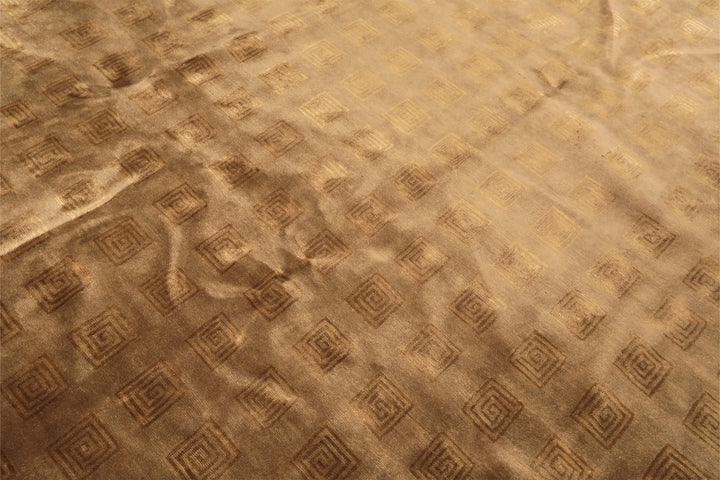 Round Tan, Gold, Color Hand Knotted Tibetan New Zealand Wool Transitional Oriental Rug