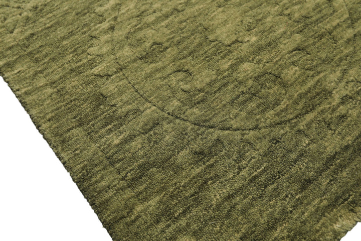 5x8 Tone on Tone Sage, , Color Hand Knotted Tibetan Wool Transitional Oriental Rug