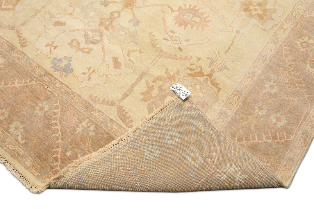 8x10 Ivory, Beige, Taupe Color Hand Knotted Oushak Wool Transitional Oriental Rug