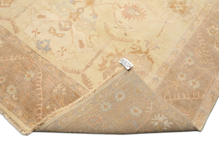 8x10 Ivory, Beige, Taupe Color Hand Knotted Oushak Wool Transitional Oriental Rug