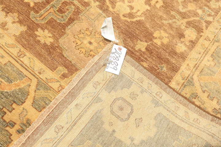 8x10 Brown, Gold, Slate Color Hand Knotted Oushak Wool Transitional Oriental Rug